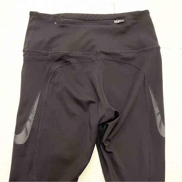 Nike Fast Dri-FIT Black Mid Rise 7/8 Leggings Reflective Zip Pocket Size XS - Picture 5 of 16